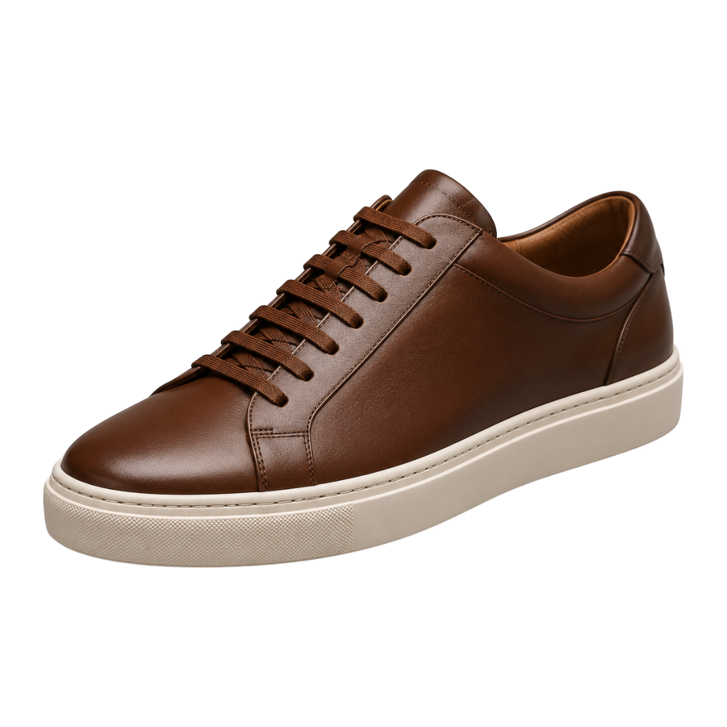 Premium Brown Leather Smart Sneakers | Zeppitron