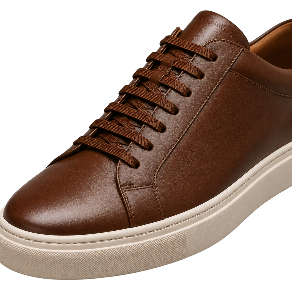Premium Brown Leather Smart Sneakers | Zeppitron
